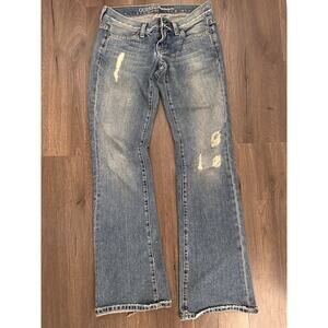 Guess Jeans Womens 26 Blue Denim Melrose Flare Low Rise Distressed Y2K